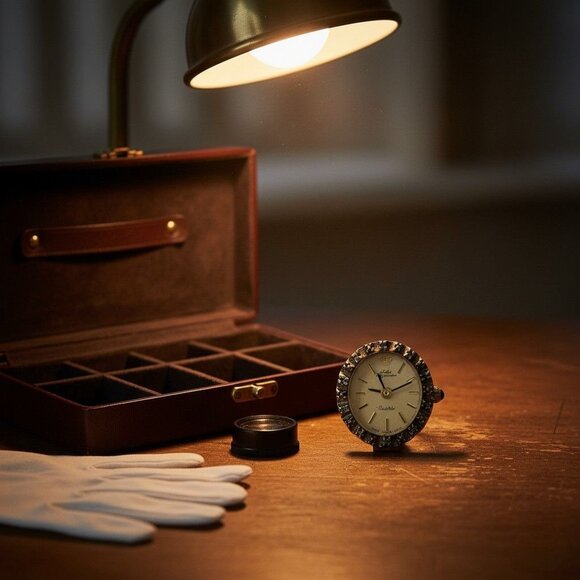 Vintage Jules Jurgensen Quartz Watch Head With Diamond Bezel Japan Movement - Picture 2 of 10